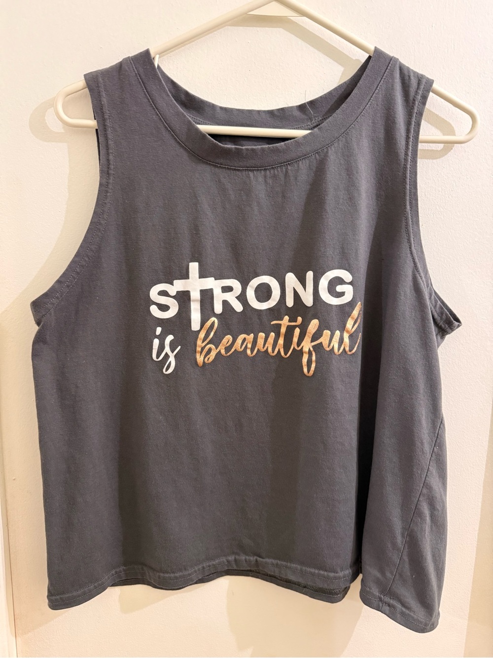 Women’s Charcoal Graphic Tank Top – Strong Is Beautiful
